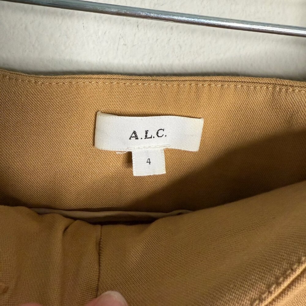 A.L.C. Womens Tan Linen Blend Straight Leg High Rise Pants Size 4 2PANT00509 - Picture 3 of 4